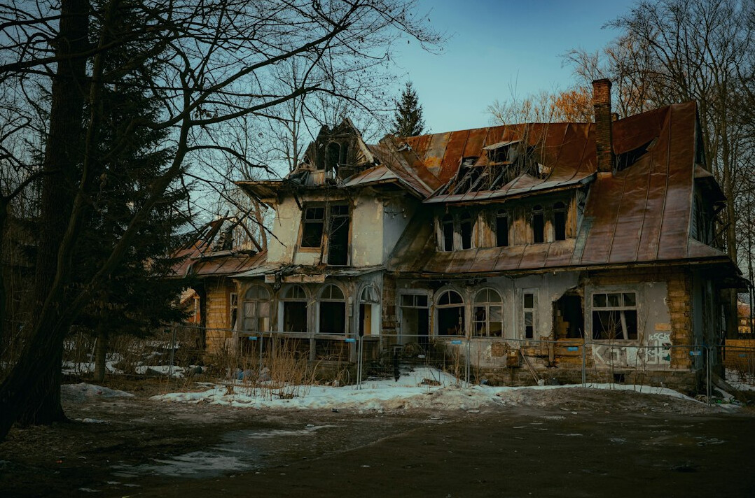 old abandoned villa exterior